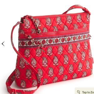 NWOT Vera Bradley Red Paisley Quilted Crossbody Bag